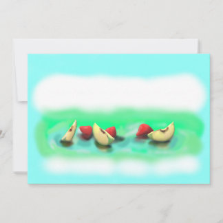 Groene appels en frambozen met reflectie bedankkaart