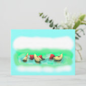 Groene appels en frambozen met reflectie bedankkaart (Staand voorkant)