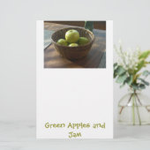 Groene appels en jam briefpapier (Staand voorkant)