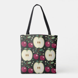 Groene appels en rode kersen Canvas tas