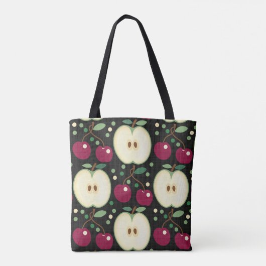 Groene appels en rode kersen Canvas tas (Achterkant)