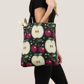 Groene appels en rode kersen Canvas tas (Dichtbij)