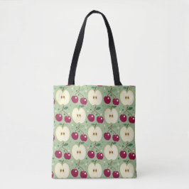 Groene appels en rode kersen Canvas tas