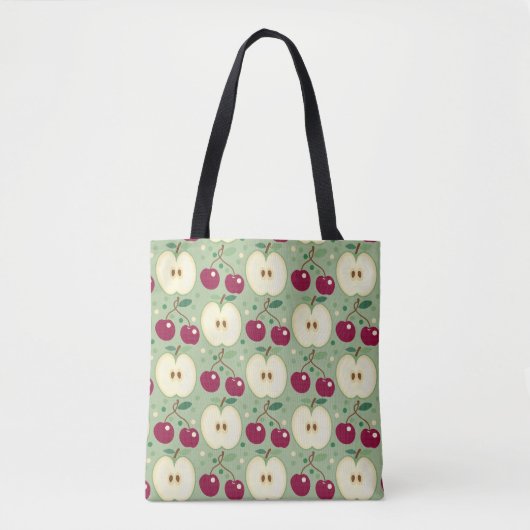 Groene appels en rode kersen Canvas tas (Voorkant)