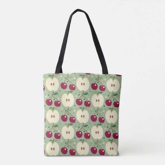 Groene appels en rode kersen Canvas tas (Achterkant)