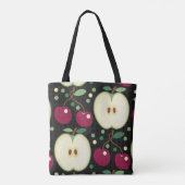 Groene appels en rode kersen Canvas tas (Achterkant)