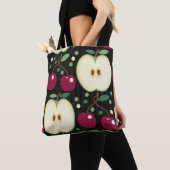 Groene appels en rode kersen Canvas tas (Dichtbij)