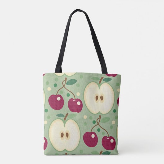 Groene appels en rode kersen Canvas tas (Achterkant)