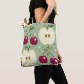 Groene appels en rode kersen Canvas tas (Dichtbij)