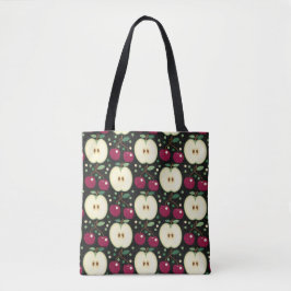 Groene appels en rode kersen Canvas tas