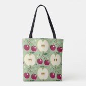 Groene appels en rode kersen Canvas tas (salie) (Achterkant)