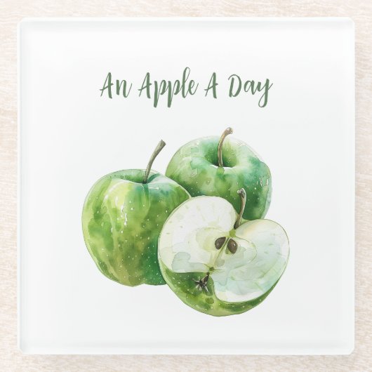 Groene Appels Fruit Glazen Onderzetter (Voorkant)