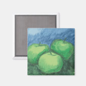 Groene appels in oliepastels magneet (Voorkant / Achterkant)