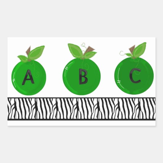 Groene appels met Zebra Print Border Rechthoekige Sticker (Voorkant)