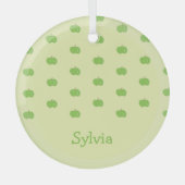 Groene appels patroon monogram glas ornament (Voorkant)