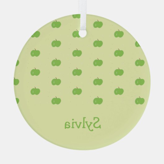 Groene appels patroon monogram glas ornament (Achterkant)