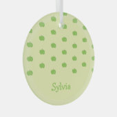 Groene appels patroon monogram glas ornament (Voorkant Rechts)