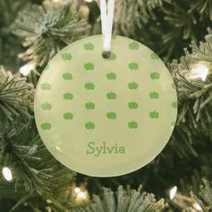 Groene appels patroon monogram glas ornament