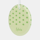 Groene appels patroon monogram glas ornament (Voorkant links)