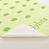 Groene appels patroon monogram sherpa deken (3/4)