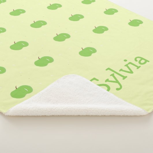 Groene appels patroon monogram sherpa deken (3/4)