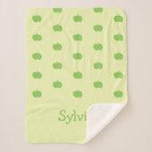 Groene appels patroon monogram sherpa deken (Voorkant)