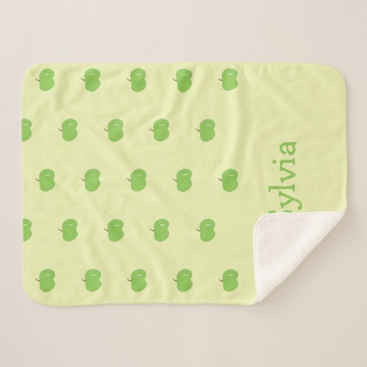 Groene appels patroon monogram sherpa deken (Voorkant (horizontaal))