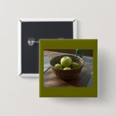 Groene appels vierkante button 5,1 cm (Voorkant /achterkant)