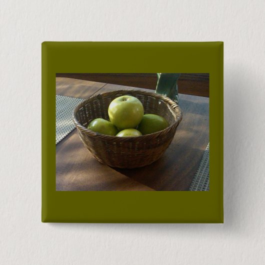 Groene appels vierkante button 5,1 cm (Voorkant)
