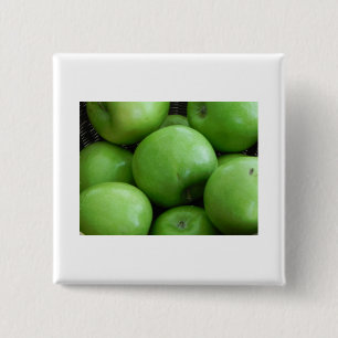 Groene appels vierkante button 5,1 cm
