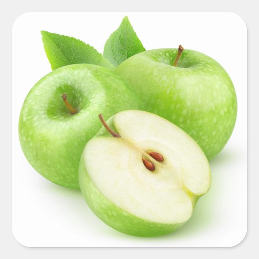 Groene appels vierkante sticker (Voorkant)