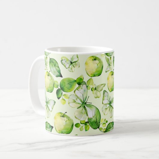 Groene Appels Vlinders Koffiemok (Voorkant links)