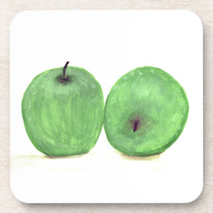 Groene appels waterverf keuken zomer eten bier onderzetter