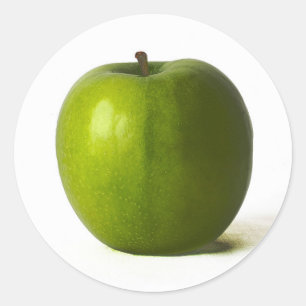 Groene appelstokje ronde sticker