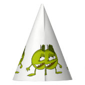 Groene appeltekenfilm met een boosaardige glimlach feesthoedjes (Achterkant)