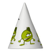 Groene appeltekenfilm met een boosaardige glimlach feesthoedjes (Rechts)