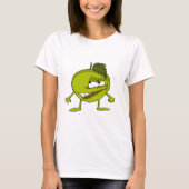 Groene appeltekenfilm met een boosaardige glimlach t-shirt (Voorkant)