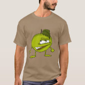 Groene appeltekenfilm met een boosaardige glimlach t-shirt (Voorkant)