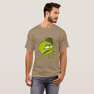 Groene appeltekenfilm met een boosaardige glimlach t-shirt