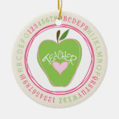Groene Apple & Alphabet Teacher Ornament (Voorkant)