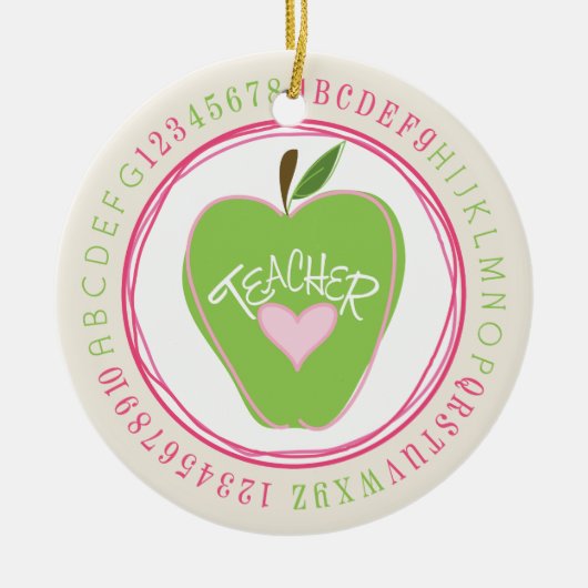 Groene Apple & Alphabet Teacher Ornament (Voorkant)