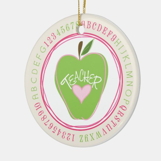 Groene Apple & Alphabet Teacher Ornament (Links)