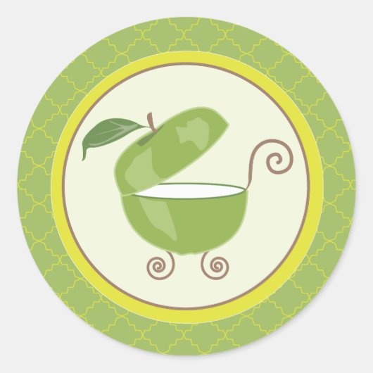 Groene Apple Baby Carriage Envelope / Favor Sticke Ronde Sticker (Voorkant)