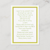 Groene Apple Baby Carriage | Neem een boek mee Informatiekaartje (Achterkant)