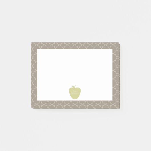 Groene Apple Brown Quatrefoil-leraar Post-it® Notes (Voorkant)
