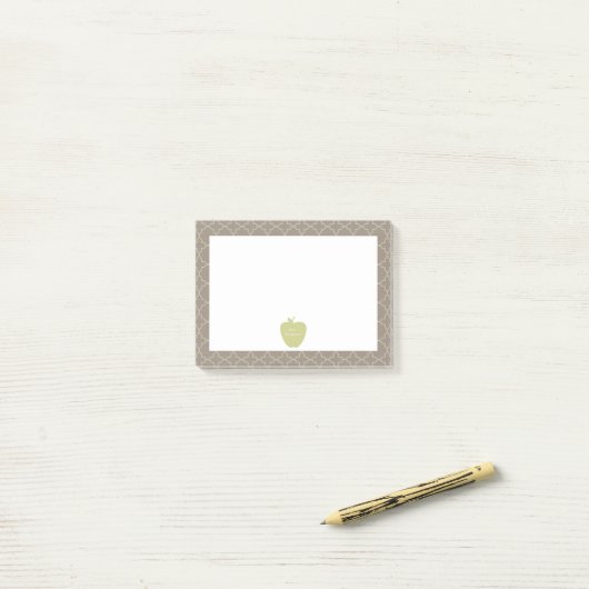 Groene Apple Brown Quatrefoil-leraar Post-it® Notes (Op bureau)