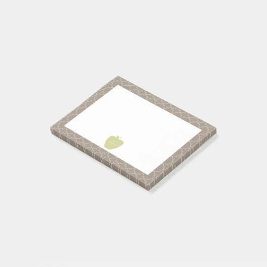 Groene Apple Brown Quatrefoil-leraar Post-it® Notes (Schuin)
