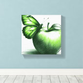 Groene Apple Canvas Print (Insitu (Houten vloer))