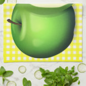 Groene Apple en Gele Gecontroleerde Keukenhanddoek (Gevouwen)