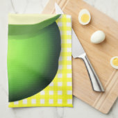 Groene Apple en Gele Gecontroleerde Keukenhanddoek (Quarter Fold)